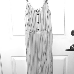 Black and White Striped Jump Suit
